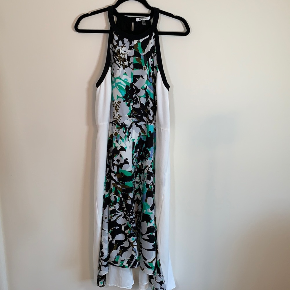 DKNY Floral Black and White Dress